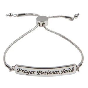Zoes Loft Prayer Patience Faith Engraved Slider Bracelet Rhodium Plate Christian